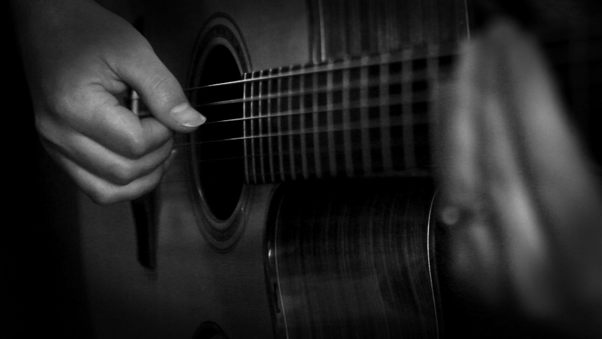 close-up guitar playing